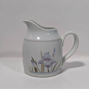 Royal Doulton Lambethware Blue Iris Creamer Pitcher England Stoneware Floral